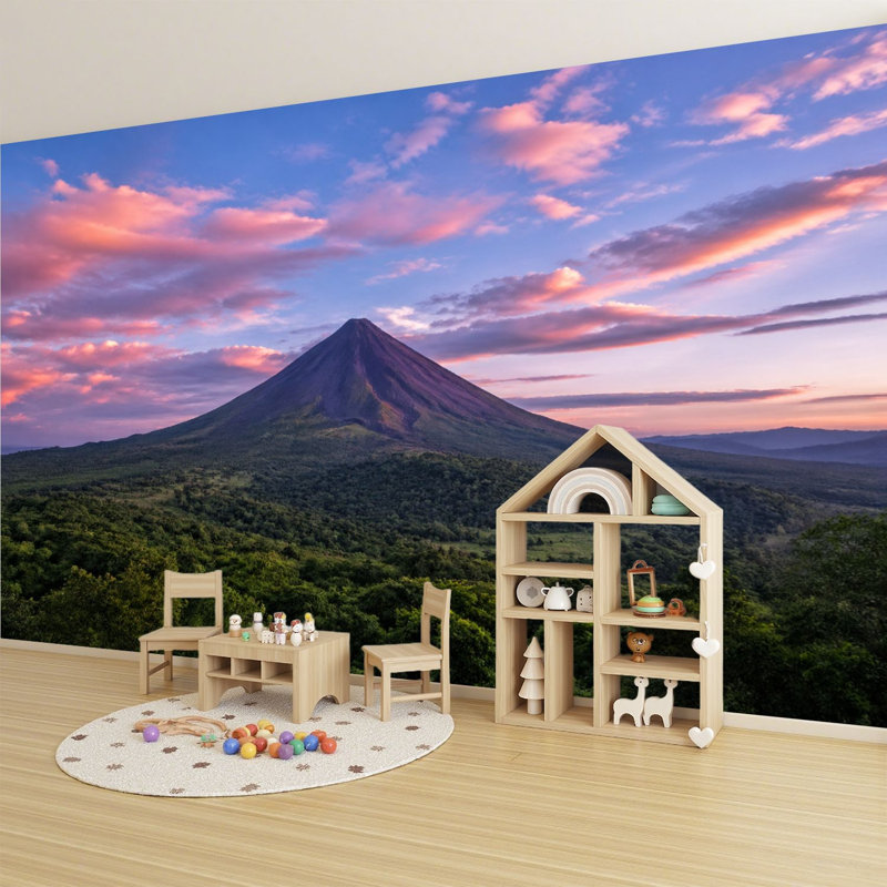 Papier peint adhésif auto-adhésif moderne pour la chambre à coucher Peel and Stick L 100 "x l 144" avec paysage de montagne