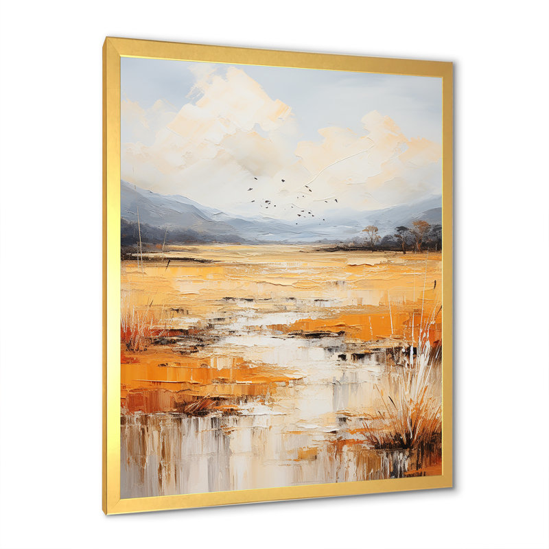Champs infinis, minimalisme, prairies, H 20 po x l 12 po x P 1 po, Encadrement doré