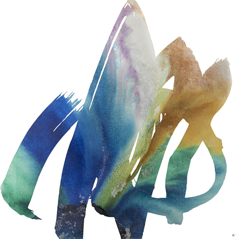 Scripted 4 Painting by Jennifer Hollack Raboin, 27" H x 27" W x 2.25" D, Gold Frame Canvas