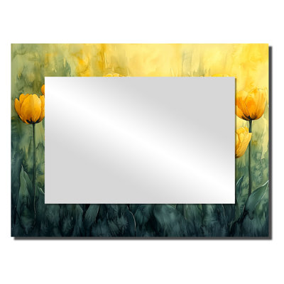 Watercolors Tulips Bouquet Of Summer Blooms I - Miroir mural décoratif floral - imprimé sur métal