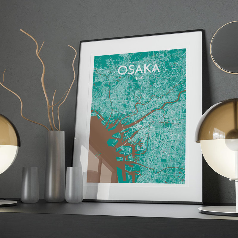 Osaka City Map In Nature - No Frame Print, 27.6cm H x 19.7cm W x 0.05cm D