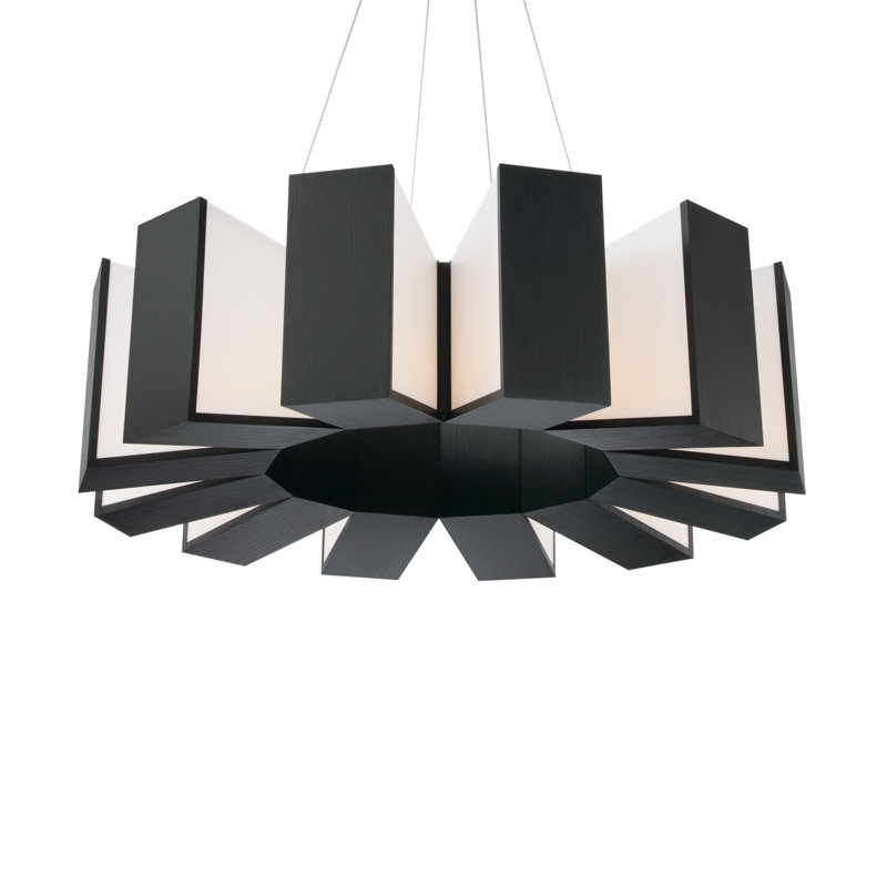 Chronos 12 - Light Unique / Statement Drum LED Chandelier, Black, 10" H X 34" W X 34" D , 12 Lights