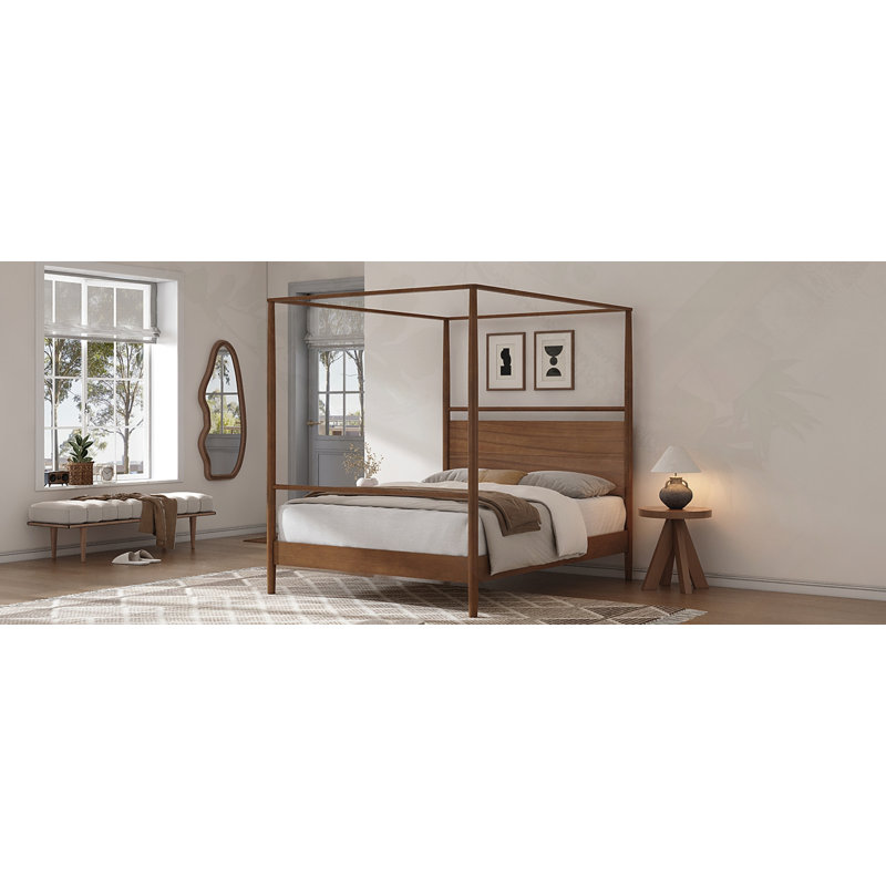 Wooden Canopy Bed Frame Four Posters Bed, King