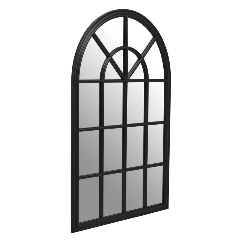 Lovida Manufactured Solid Wood Arch Mirror, Black