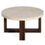 Table basse ronde moderne, plateau à motif marbré de 31,5 pouces, base brun croisé, motif compact et spacieux, pièce de décoration
