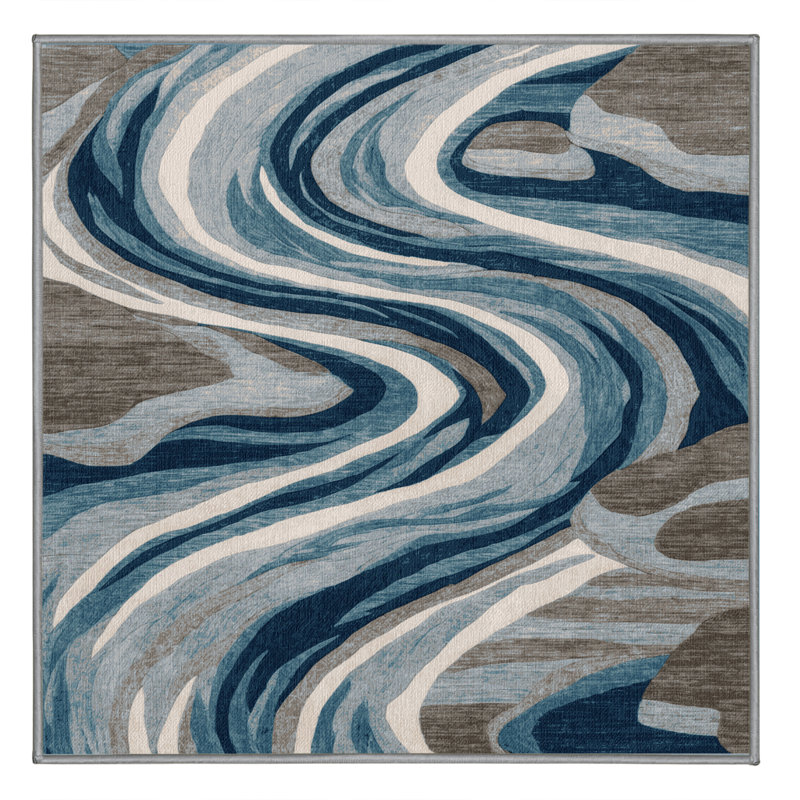 Tapis gris lavable à la machine, Carré 4 pi