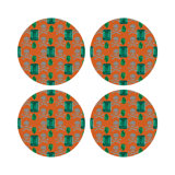 Gem Emeralds Skull Vegan Leather Round Pebble Placemat