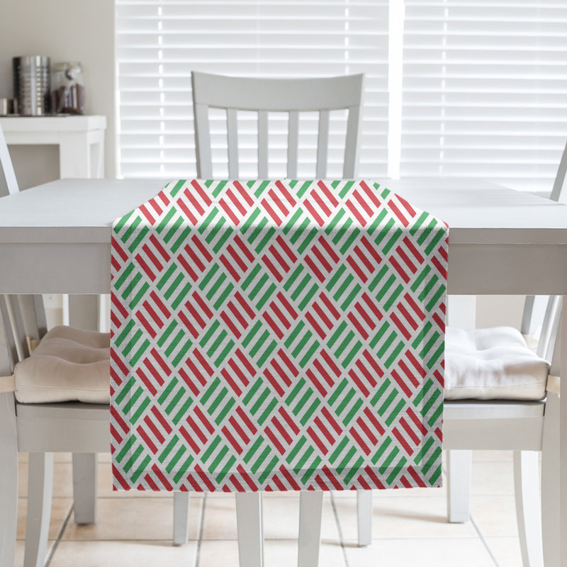 Chemin de table fêtest hol, L 72 po x l 16 po, Bleu / Rouge, Mélange de coton