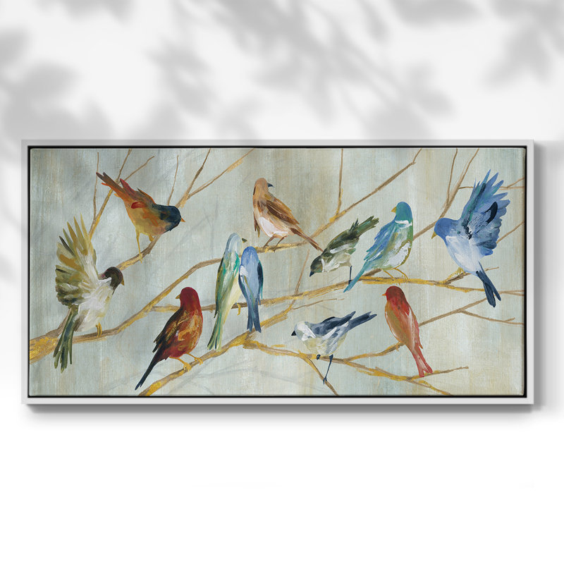 Printemps - Mouillage - Toile tendue avec châssis encadré - Prêt à être accroché, H 25 po x l 49 po, Blanc