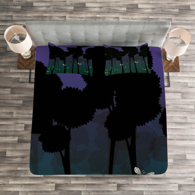 Acacio Black/Blue Microfibre Bedspread Set