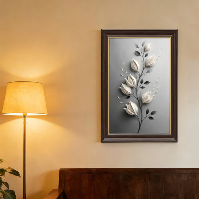 Art mural antique sur toile encadré doré pour le salon, la chambre à coucher, le bureau ou le vestibule - décoration murale décorative avec art floral