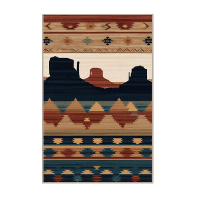 Washable Mesa and Butte Southwestern Area Rug