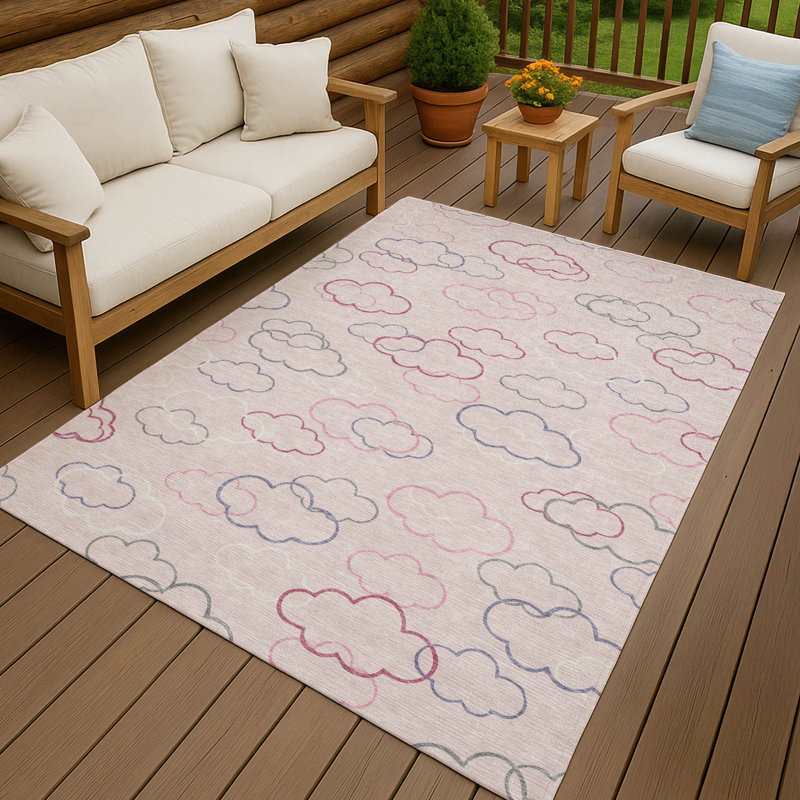Machine Washable Indoor/Outdoor Chantille ACN2508 Kids Rug, Pink, Rectangle 2'6" x 3'10"