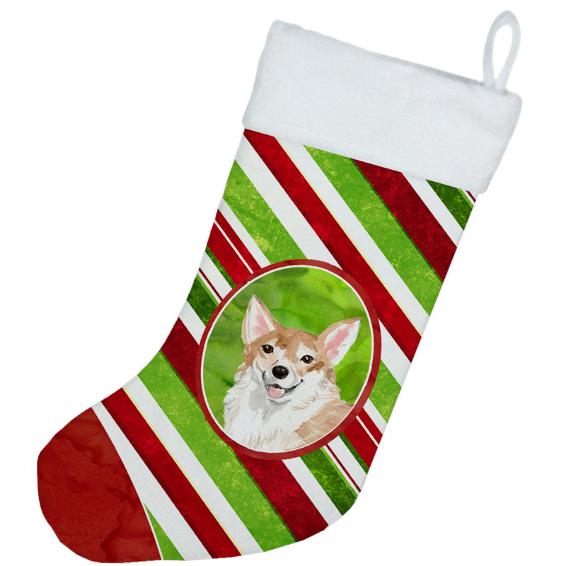 Chaussette de noël à rayures à sucre, Corgi