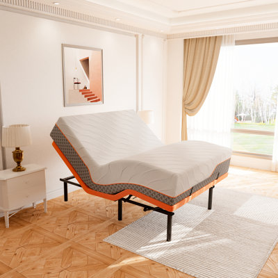 Lit réglable avec matelas hybride de 14 po, massage, inclinaison de la tête et des pieds, télécommande sans fil, contrôle de l'application, gravité zéro