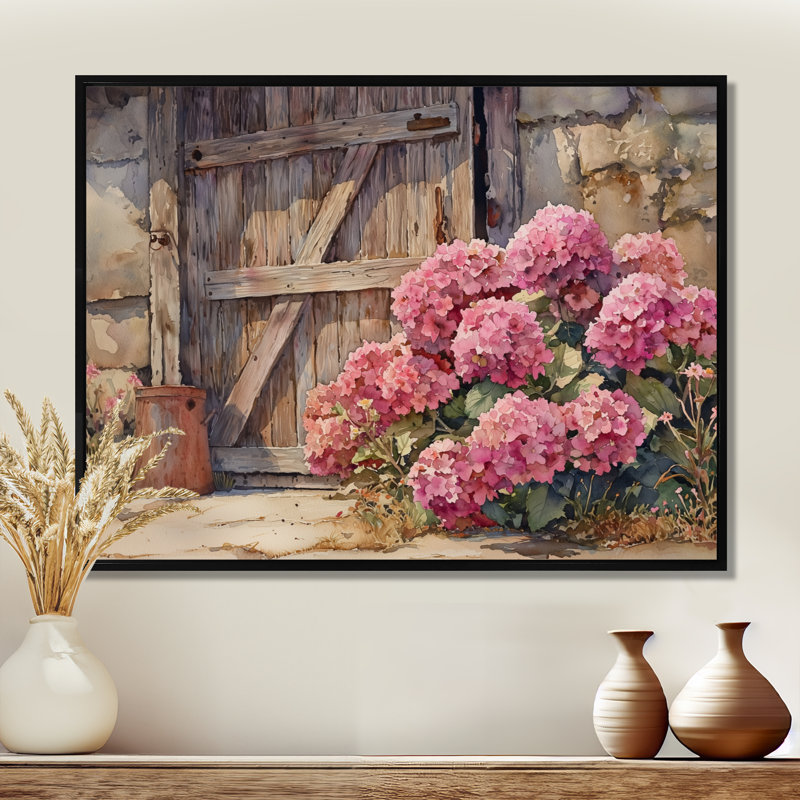 Isabea - Floral Wall Art, H 30 po x l 40 po, Noir, noir, noir, noir, Impression encadrée flottante