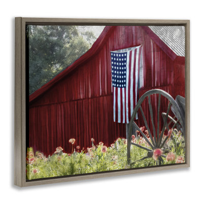 Red Barn with American Flag