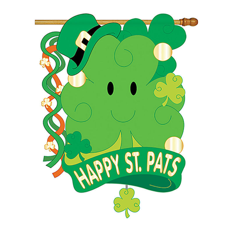 Drapeau de maison 40 po x 28 po décoratif en polyester à 2 faces Mardig St. Pat's