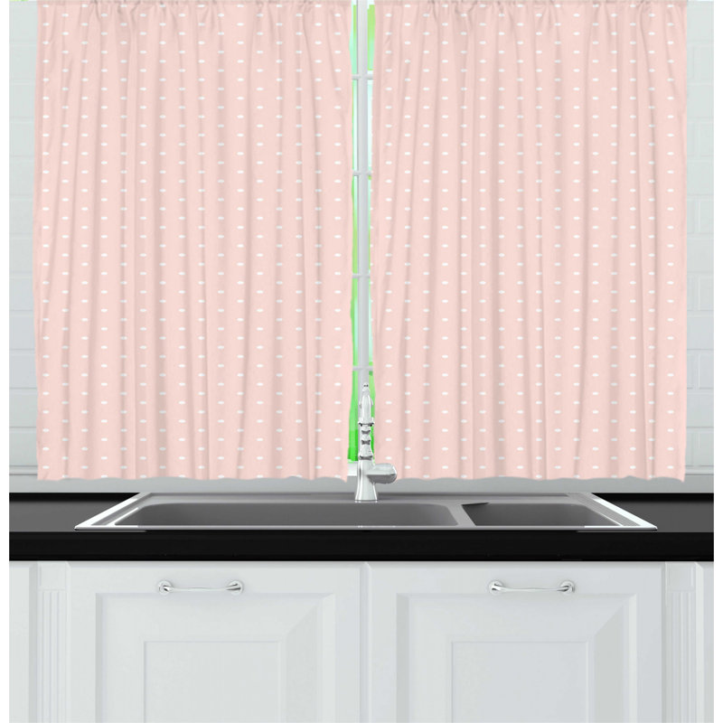 Polka Dots Ruffled Kitchen Curtain