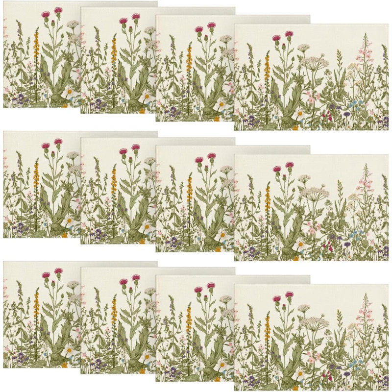 Ensemble de 12 napperons de table antiques et fleurs sauvages