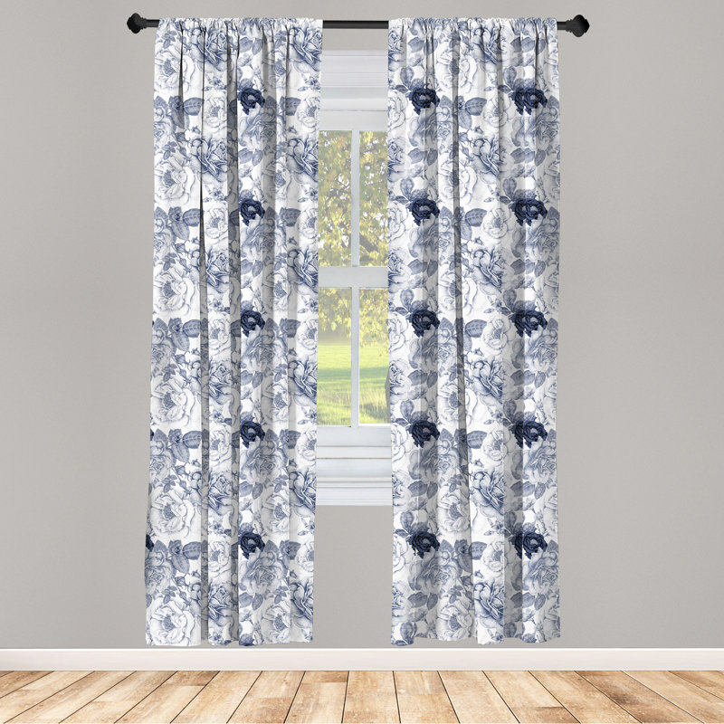 Shabby Floral Semi-Sheer Rod Pocket Sliding Panel, 28" x 63"