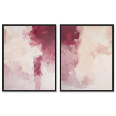Rose Mist set Canvas Set of 2 Pastel Art Prints by