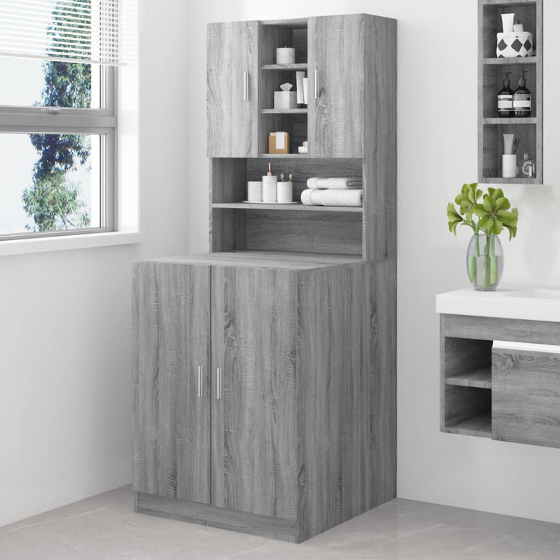 Moree Freestanding Tall Bathroom Cabinet, Grey Sonoma