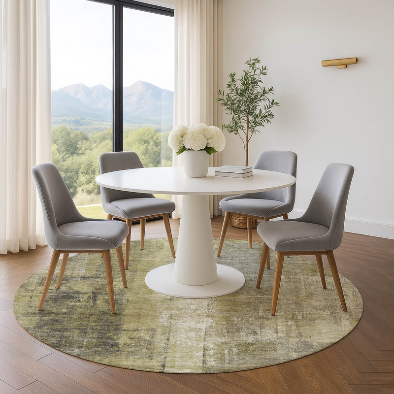 Premium Machine Washable Mouton Abstract Rug, Round 8'