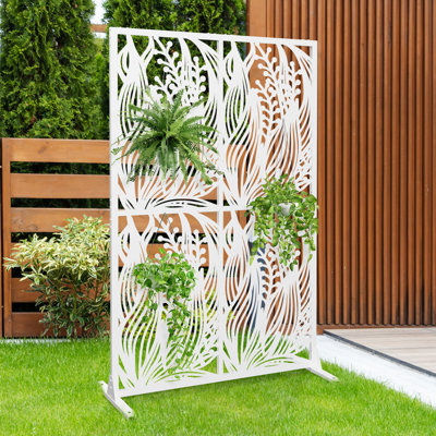 6 Ft. H X 3.8 Ft. W Metal Privacy Screen Free Standing Decorative Screen For Balcony Patio Garden Room Divider by GOGEXX