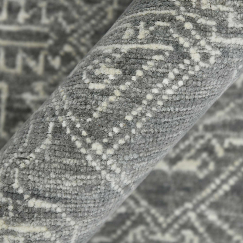 Tapis sable / gris noué à la main Butner, Rectangle 2 pi x 3 pi