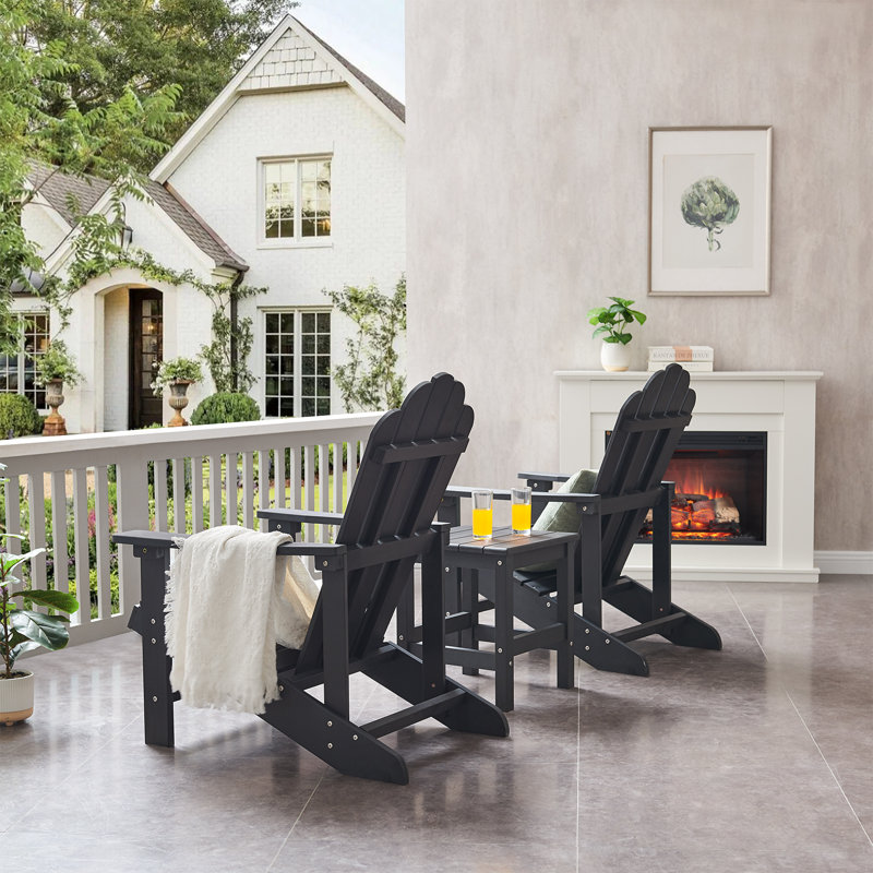 Adirondack Chair, Outdoor Oversized Patio Chair Fire Pits Chair,Black, Black, 1
