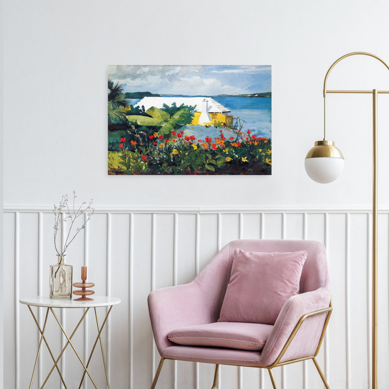 «Flower Garden and Bungalow, Bermuda, 1899», reproduction d'art classique classique, H 24 po x l 36 po