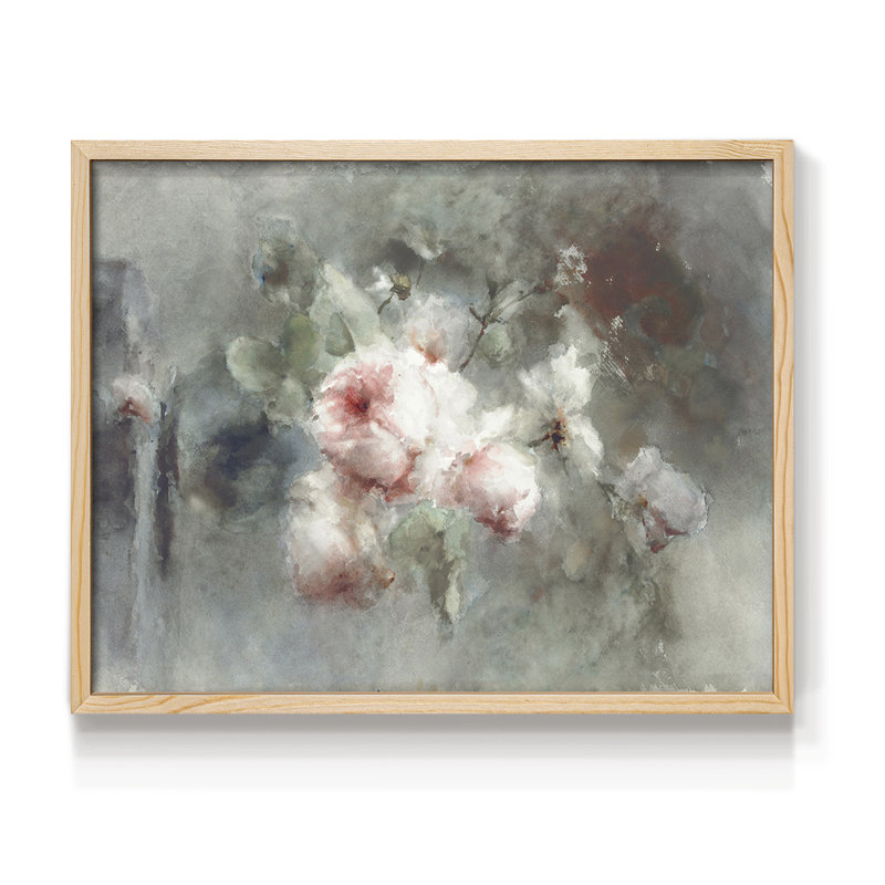 Motif floral rétro - impression encadrée, H 8 po x l 10 po, Naturel