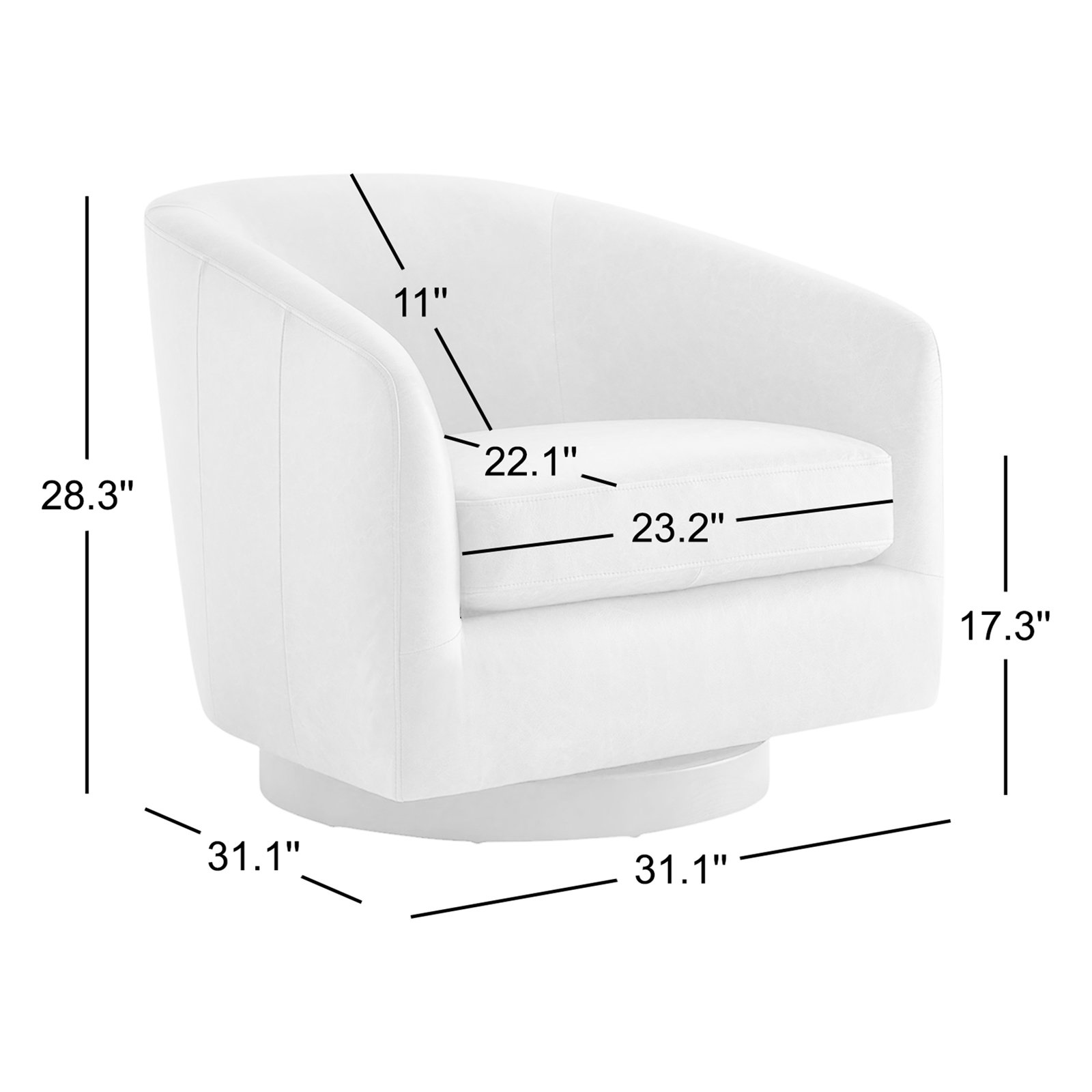 Bennett Genuine Leather Swivel Barrel Chair, Beige