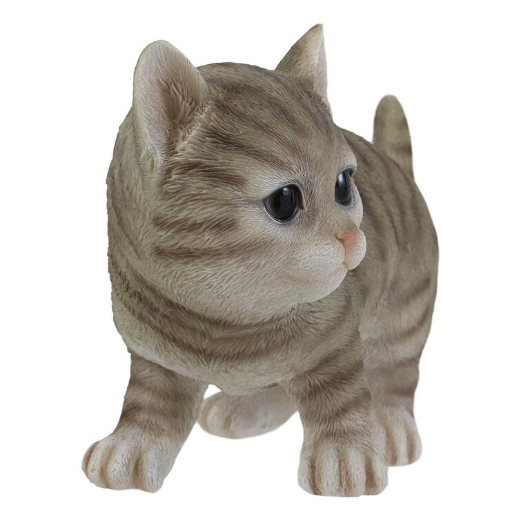 Animal Collection Life Size Grey Tabby Kitten Figurine Statue 6 5/8 Tall