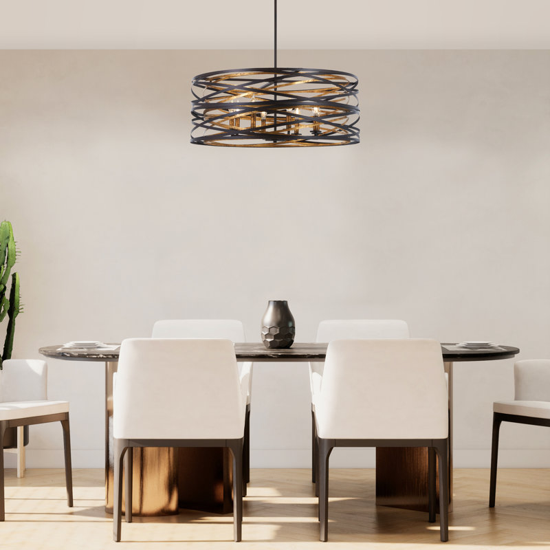 Vortic Flow Dark Bronze and Mosaic Gold 8-Light Contemporary Pendant