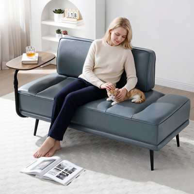 Banc de bout avec plateau pivotant à 360 ° et table d'appoint Boneless de 55 pouces avec repose-pieds avec rangement et pieds en métal