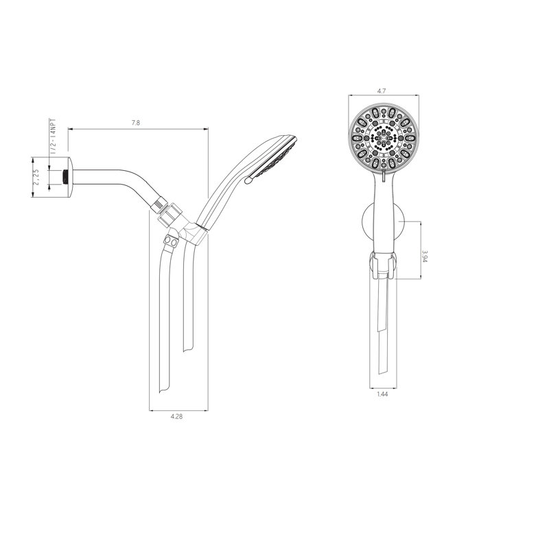 Hand Shower In With 7 Modes - 4.7-inch Gel Nozzle Showerhead, 59-inch Hose, Adjustable Stand For Enjoyable Bathing Settings Big Head, Holder