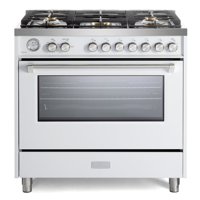 Cuisinière au gaz 36 pouces avec 5 brûleurs scellés Verona Ultima Series, Blanc