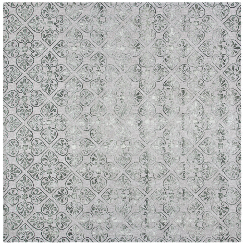 Oakton Hand Tufted Wool Floral Rug, Square 7'