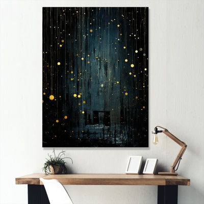 Étoiles de la nuit étoilées japonaises noires et jaunes - Japon, art mural