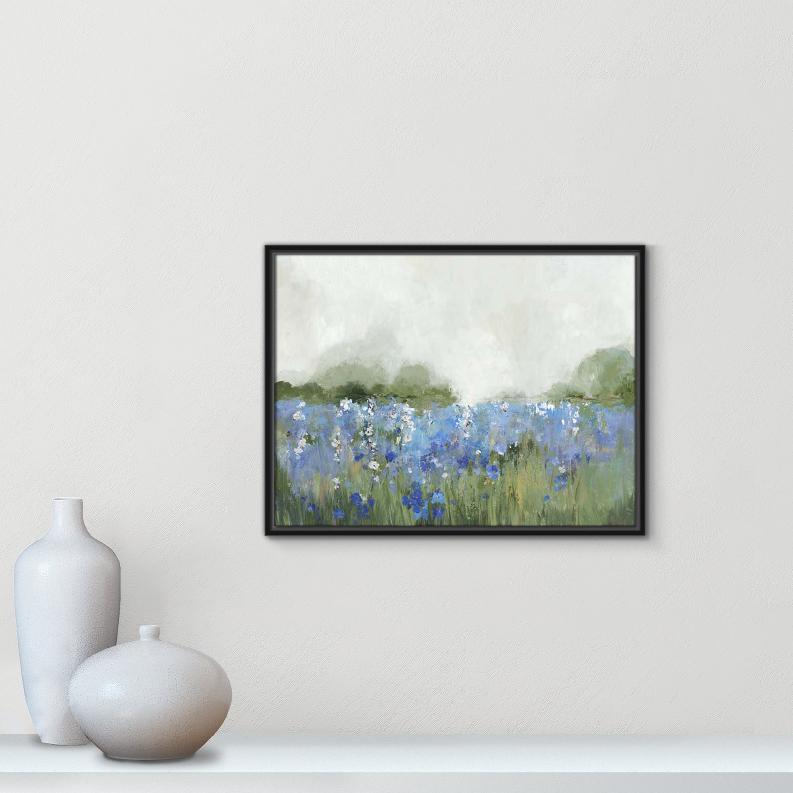 Meadows Bluebels Field "Meadows Bluebells Field" Print, 19.5" H x 25.5" W x 2" D, Black Framed