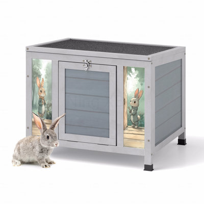 Petite cage à lapins en bois avec porte verrouillable et toit résistant aux intempéries, toit ouvrable, cage à lapins