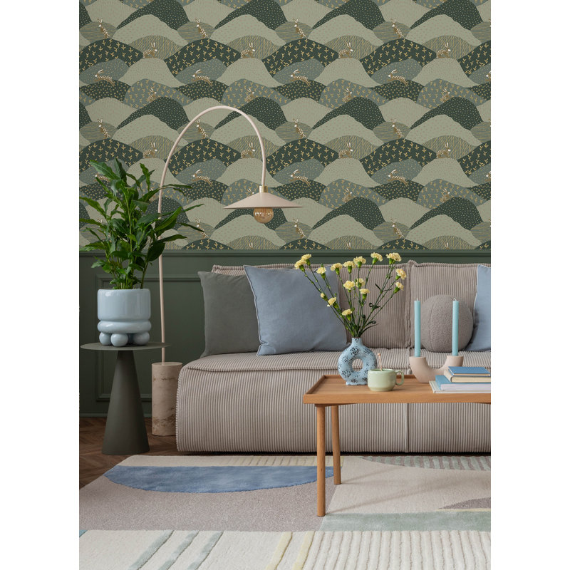Peter Black Rabbit Fields Wallpaper, Green