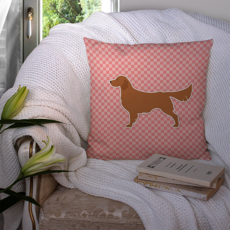 Coussin décoratif intérieur/extérieur golden retriever, H 14 po x l 14 po x P 3 po, Rose