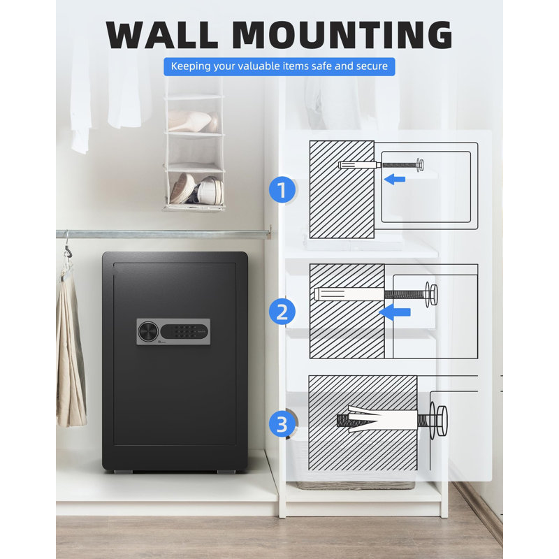 3.0 Cubic Feet Black Steel Home Safe with Digital Keypad