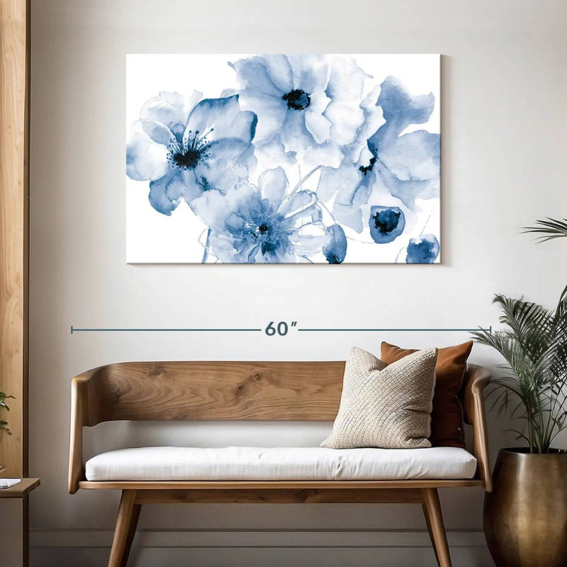 Harnek en fleurs bleu, H 30 po x l 45 po