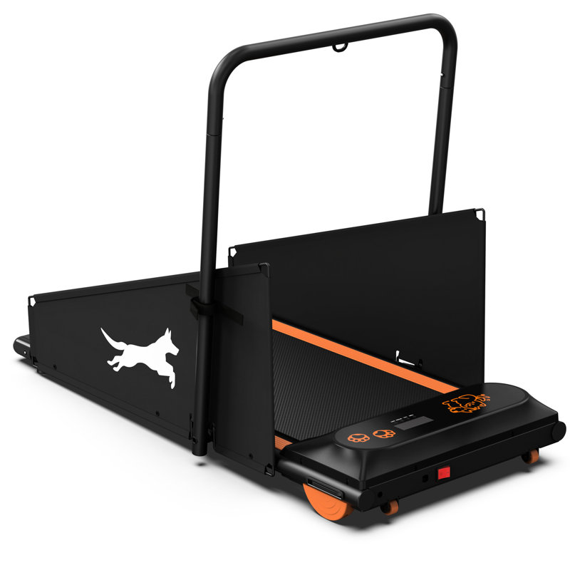 Tapis roulant pour chien avec style de vie actif - moteur de 1,5 ch, vitesse de 0,5 à 6,5 mph, comptoir multifonctionnel, optimisé pour l'espace, capacité de 220 lb, noir et orange, équipement d'entraînement pour petits et moyens chiens en acier de 1,5 ch, 110 V /