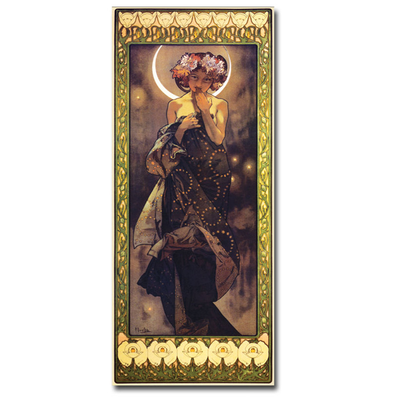 « the moon » par alphonse mucha, affiche rétro sur toile
