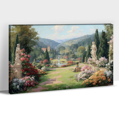 Grande art mural sur toile panoramique - Jardin tranquille, images nature, décoration sur toile pour la maison et le bureau, 36 po x 48 po